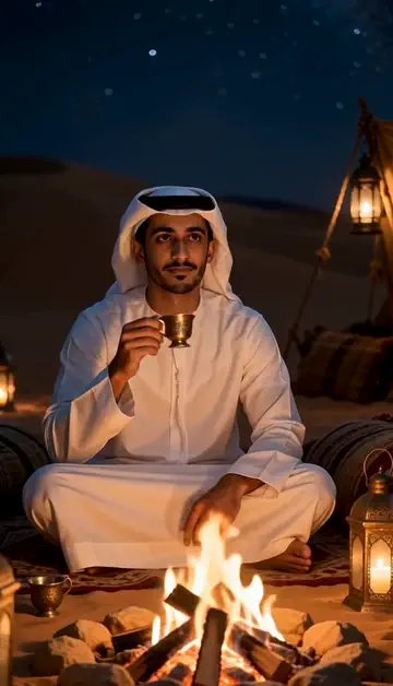 Night at a desert camp · Made with Peeka